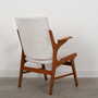 Vintage armchair beech wood textile white 1960s 5