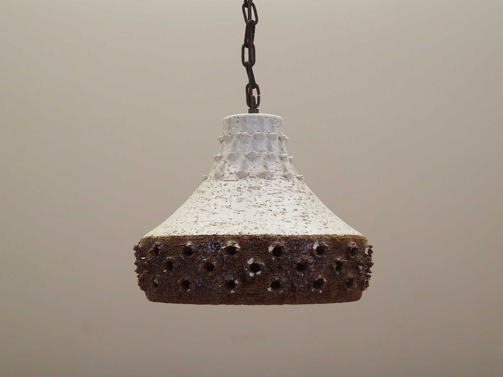 Vintage pendant lamp ceramic brown 1960s 1