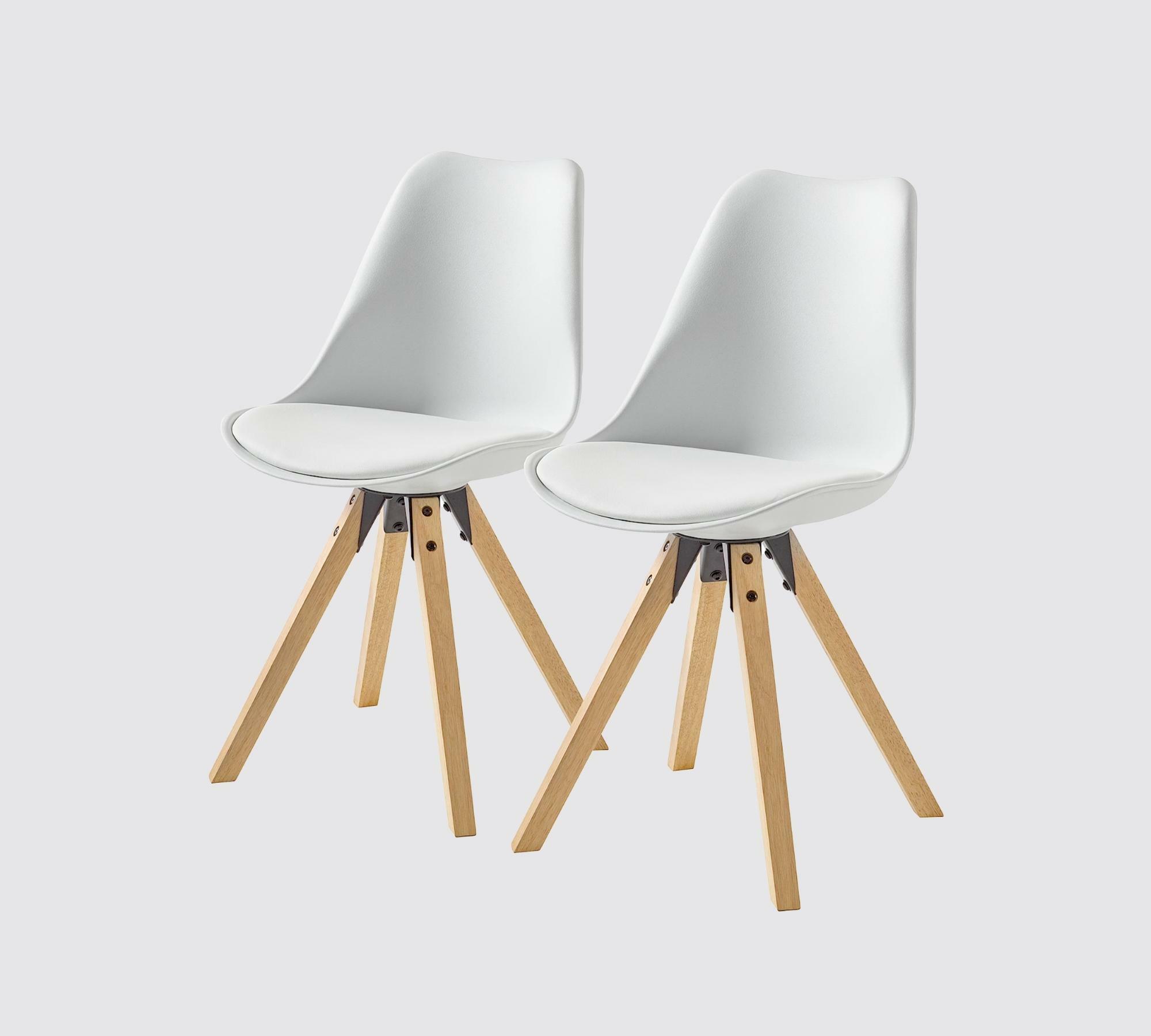 2x Polsterstuhl Kunstleder Eiche Massiv Weiss 0