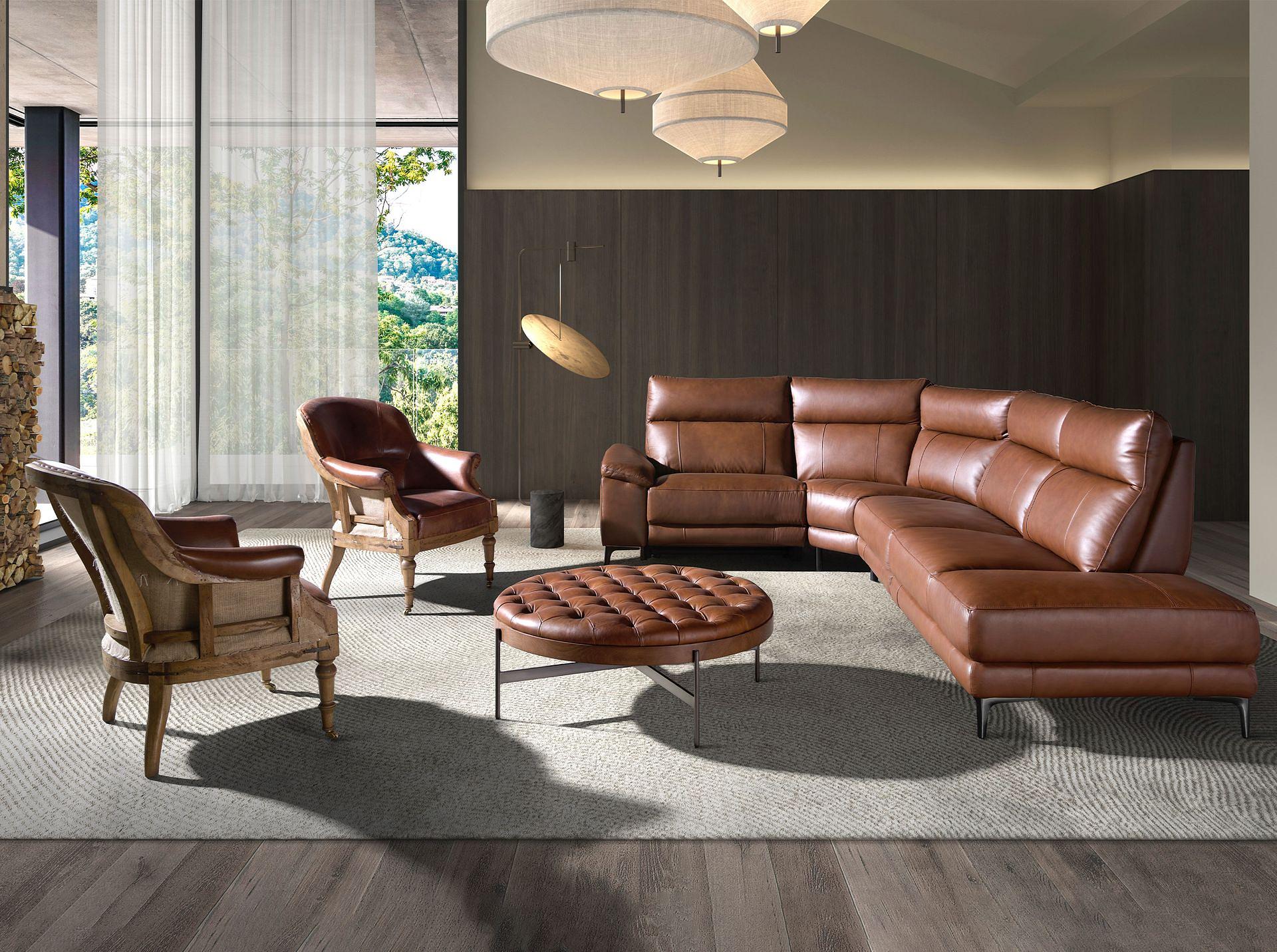 Sofa Récamiere Rechts Leder Tabakbraun 3