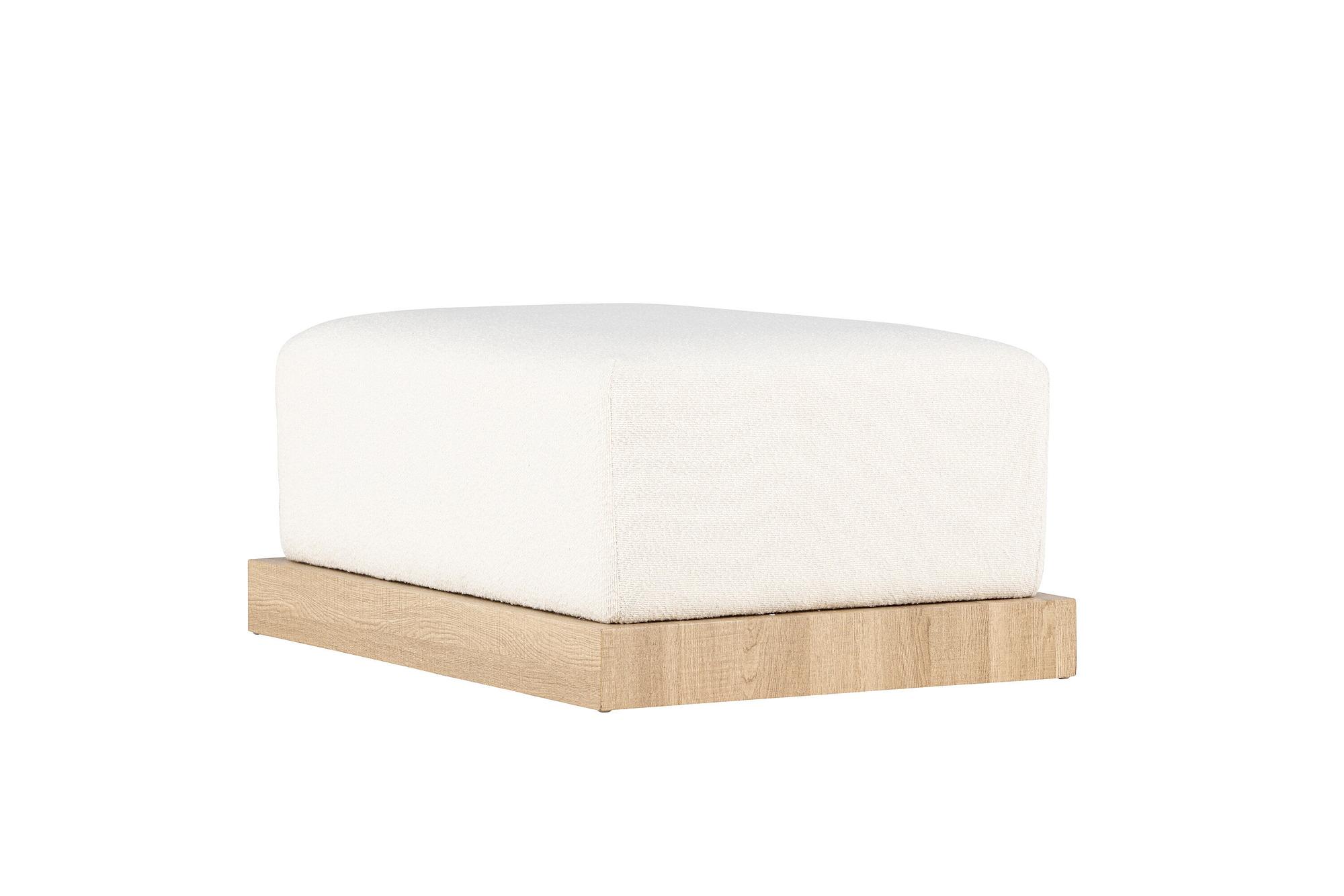 Ivy Ottoman Holzoptik Bouclé Weiß 2