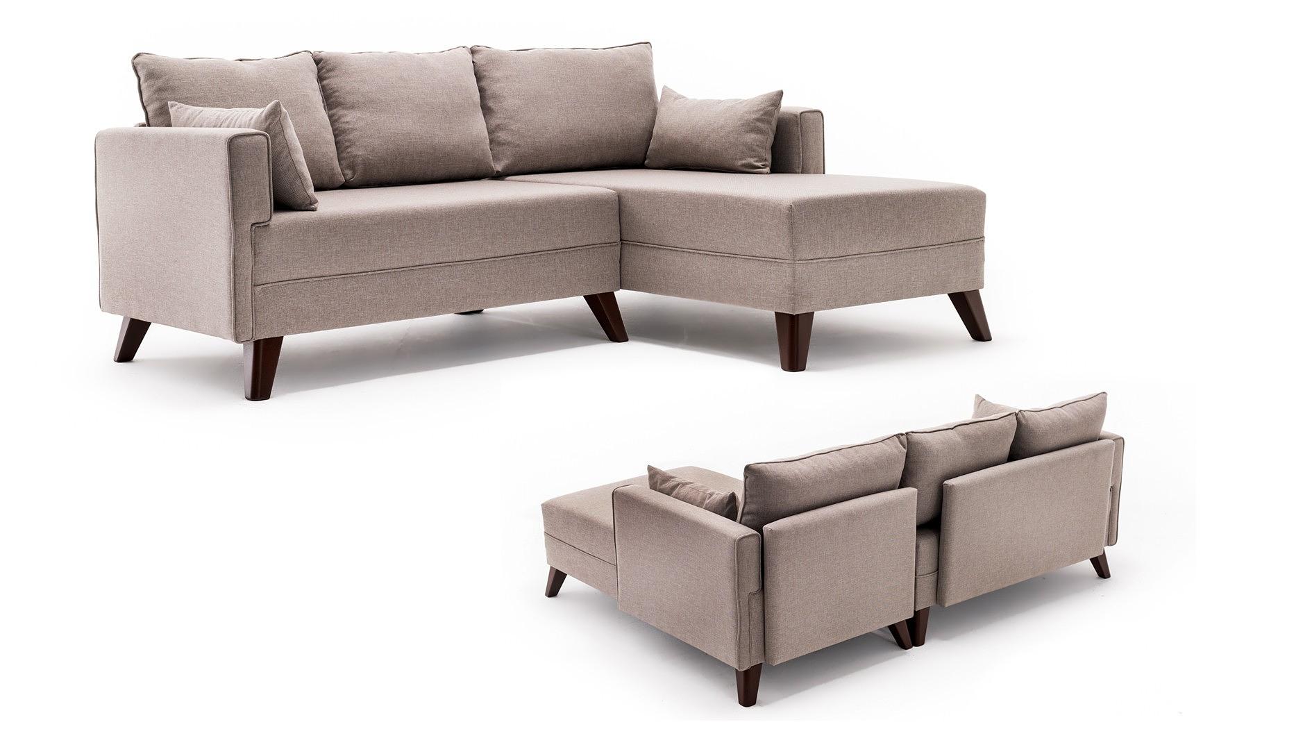 Bella Sofa Récamiere Rechts mit Hocker Creme 6