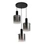 Pendant lamp 3-light steel glass black 1