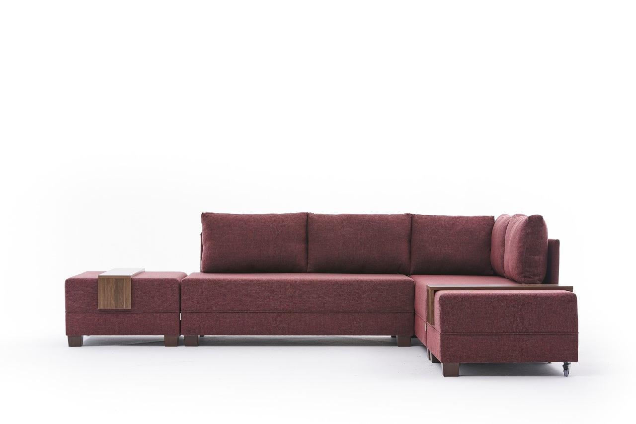 Fly Corner Sofa Right with 2 Ottomans Red 4