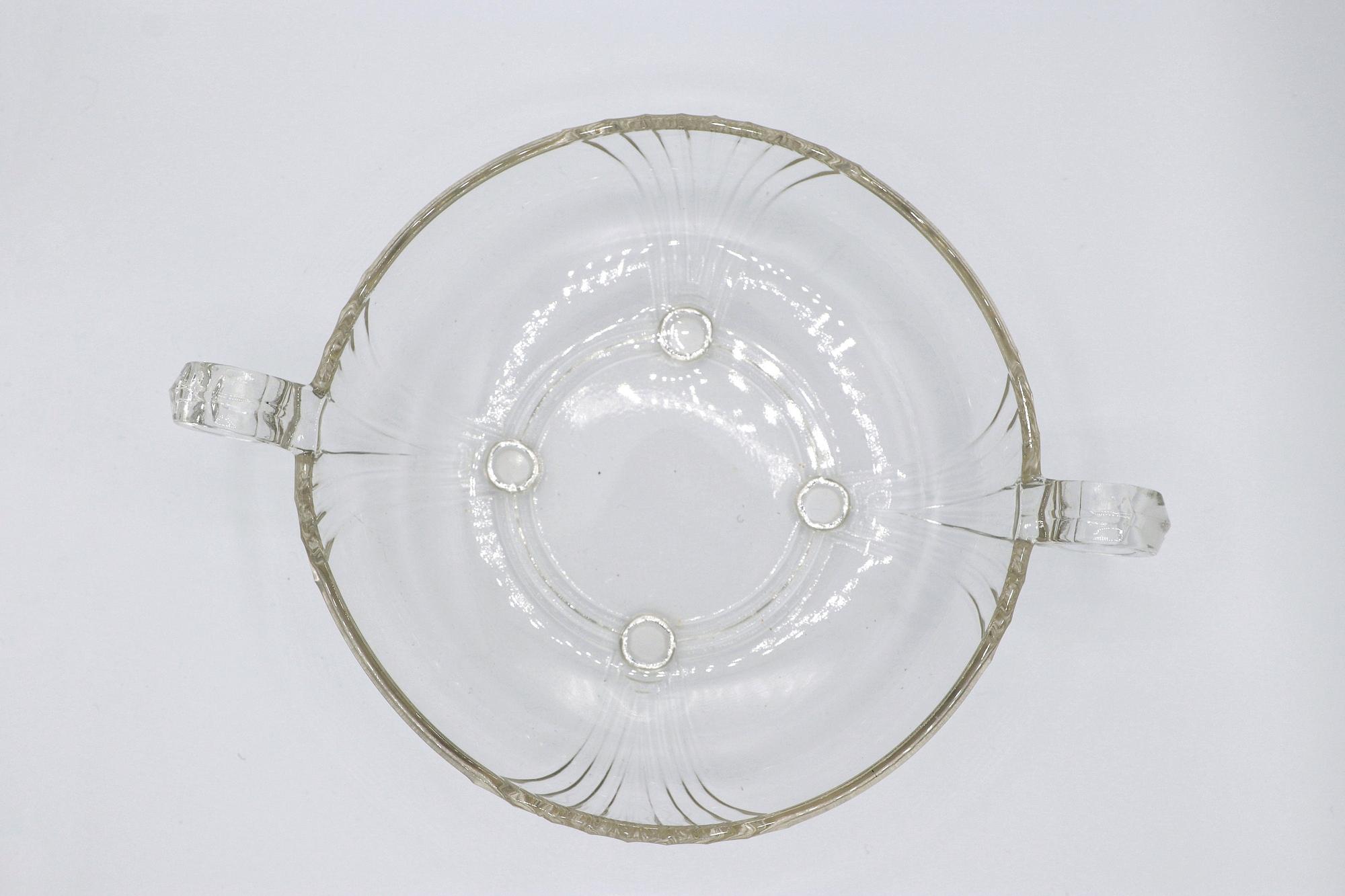 Vintage Obstschale mit Henkeln Glas 1980er Jahre 1