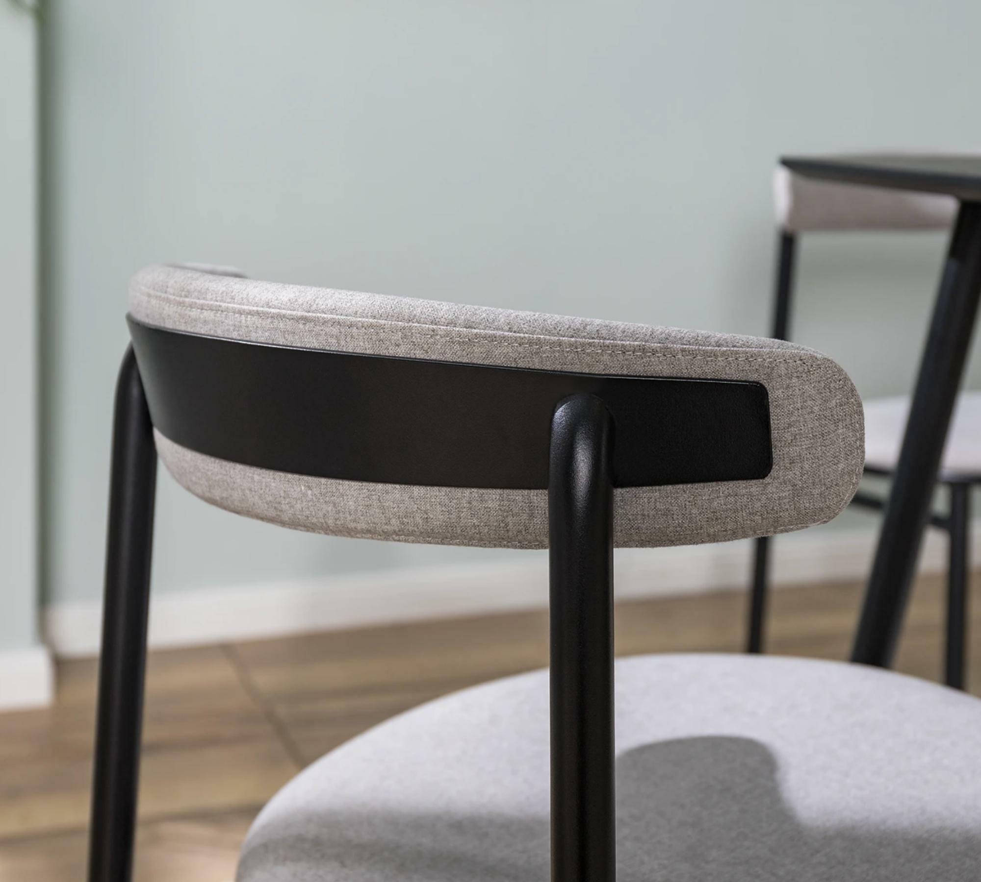 2x Esszimmerstuhl Webstoff Grau Gestell Schwarz 4