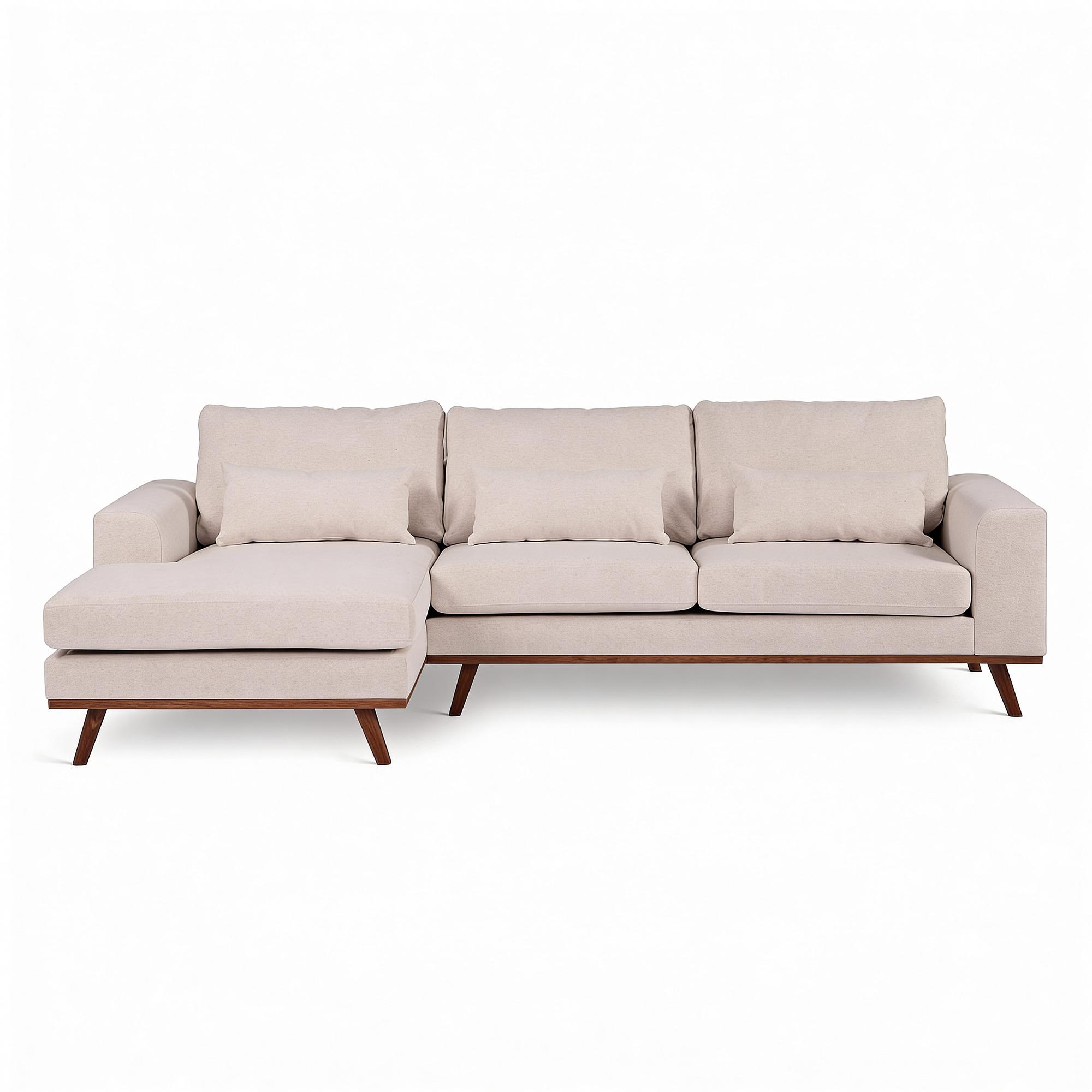 Ecksofa Japandi 3-Sitzer Links Beige 5