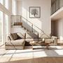 Corner Sofa Easton Left 3-Seater Fabric Beige 0