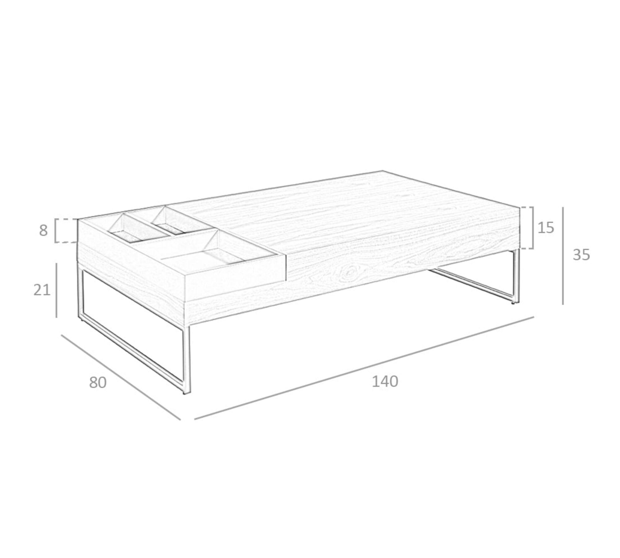 Couchtisch Walnussholz Stahl Braun 4