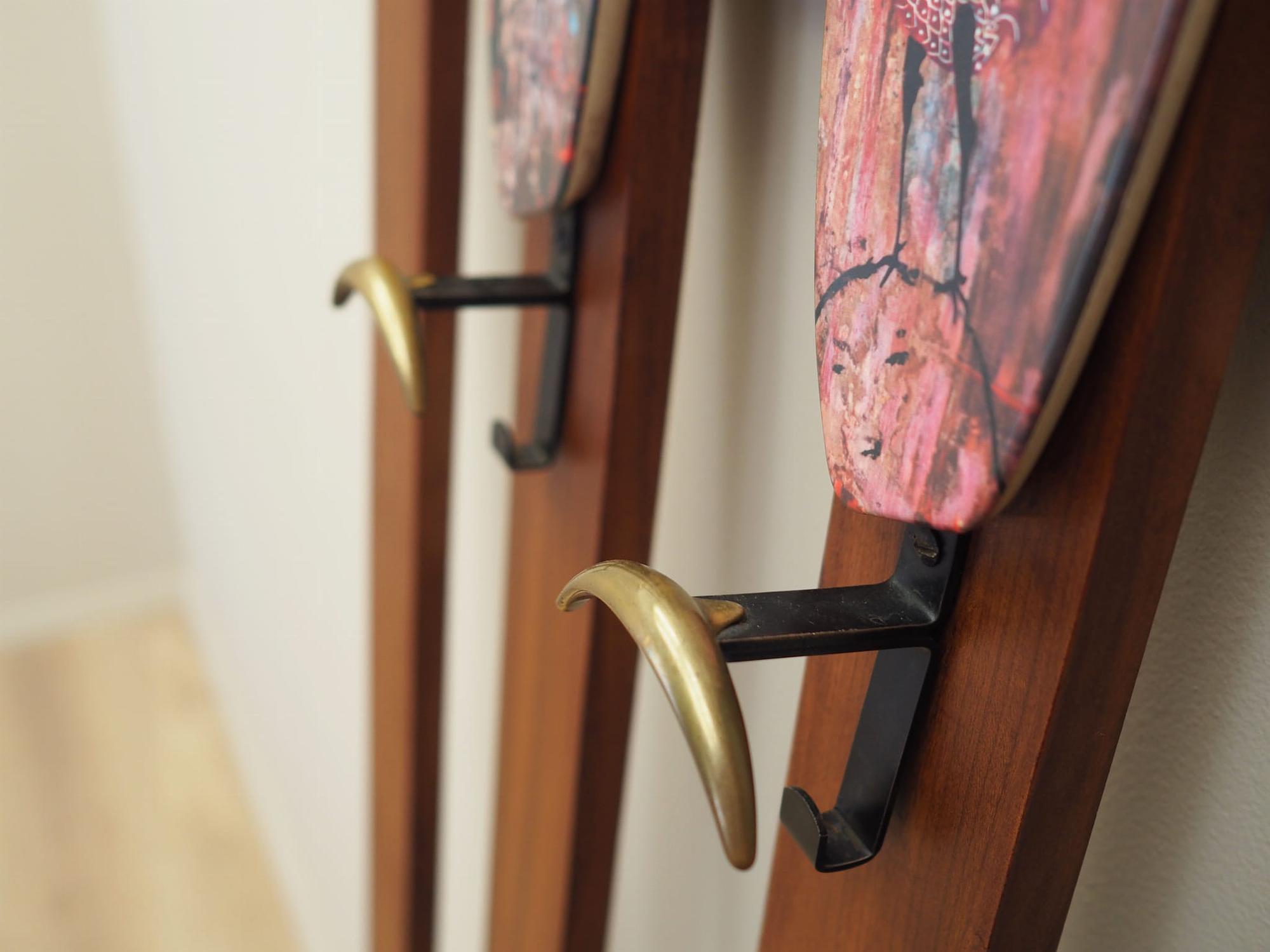 Teak wall coat rack 1970s 7