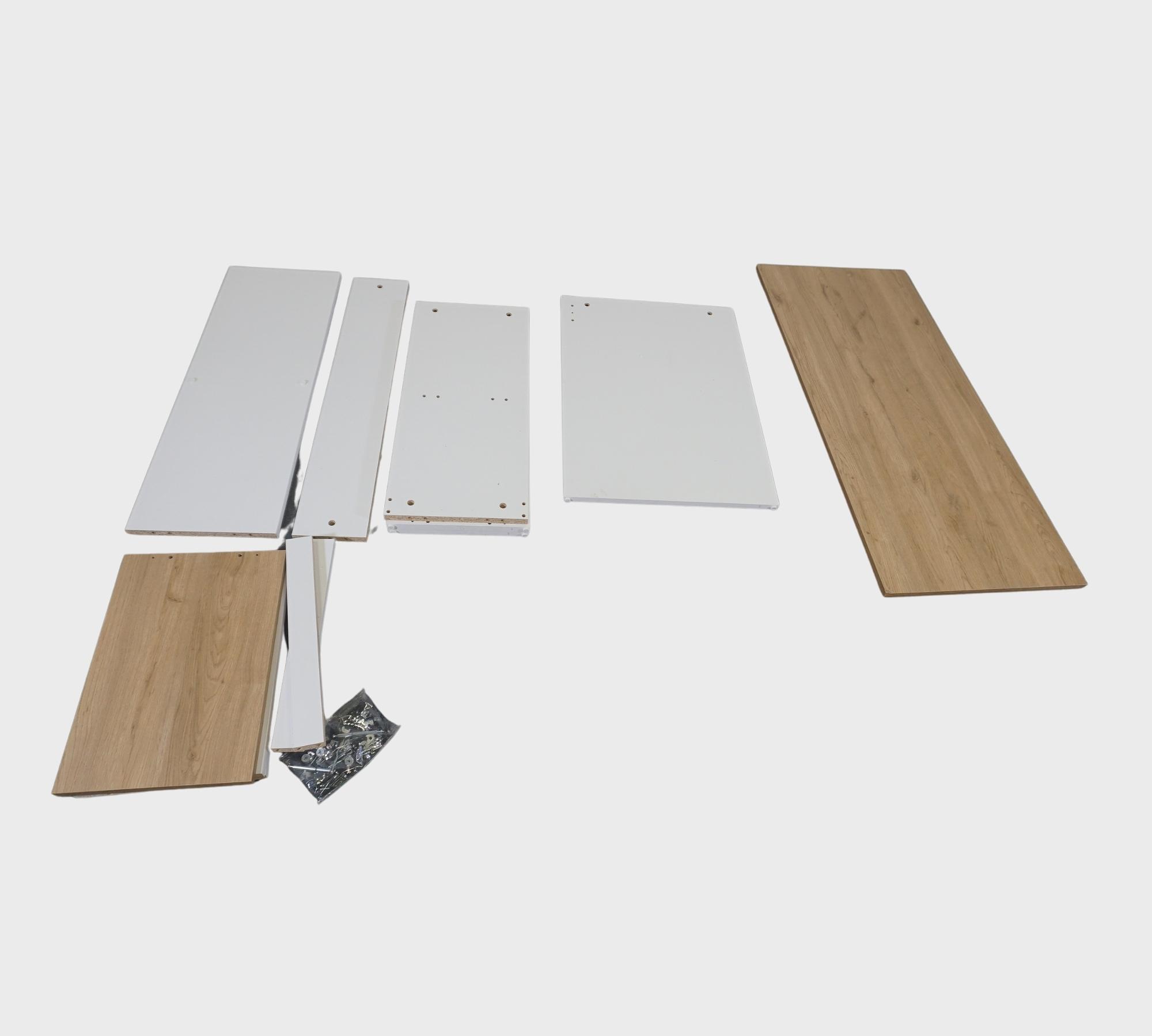 Eckschreibtisch mit Ablage Weiß Braun 7