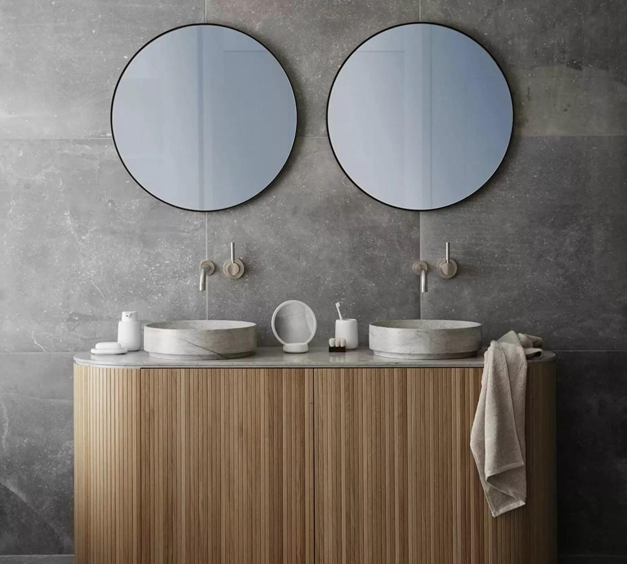 Rim Wall Mirror White Glass Smoked Ø80cm 66163 1