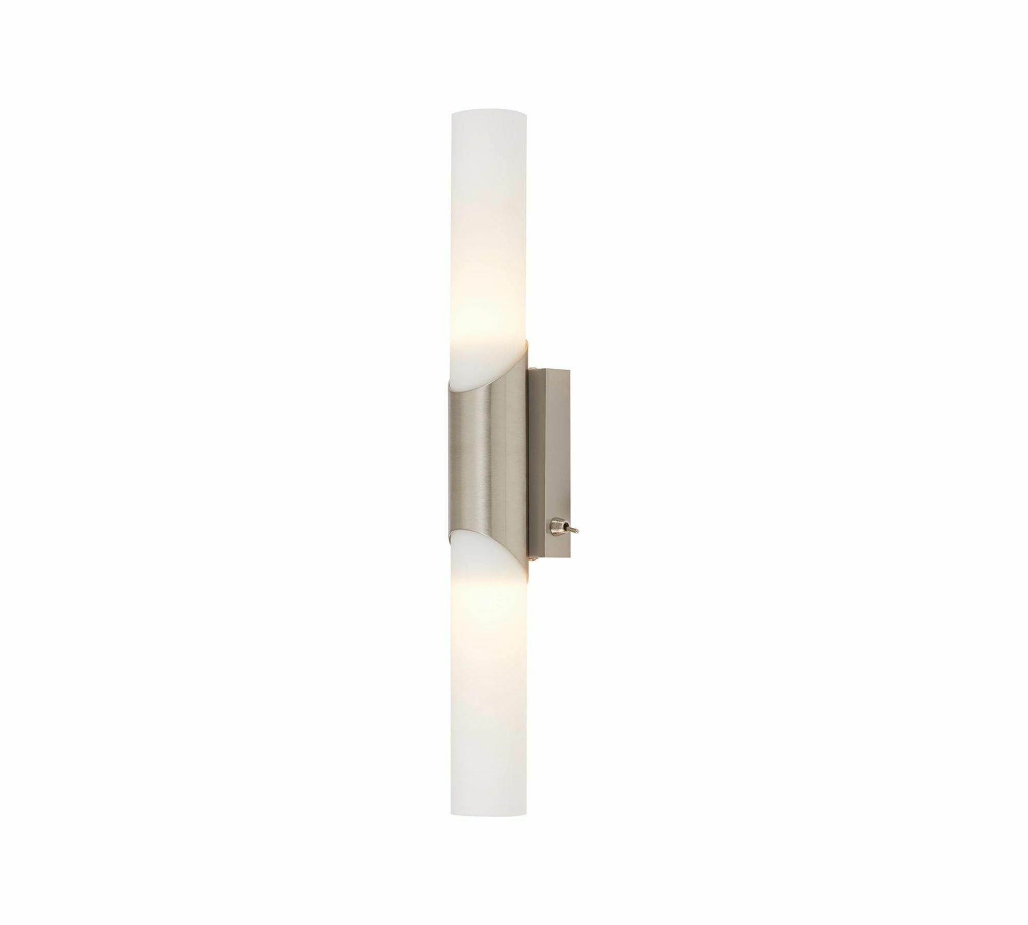 Wall lamp 2-light metal milky glass silver white 0