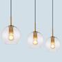 Pendant lamp 3-flame clear glass iron brass 0