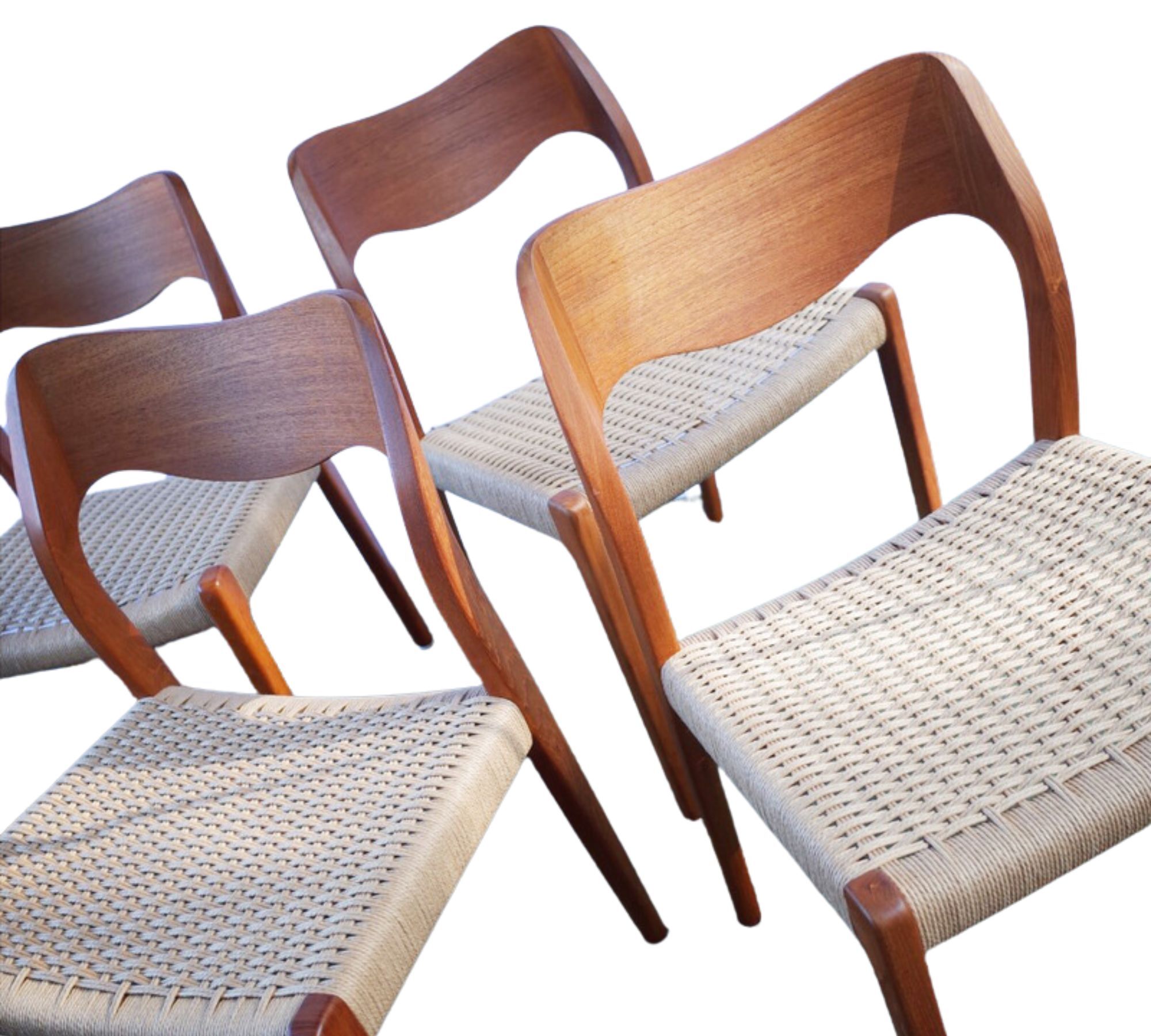 4x Dänische Teak Stühle Modell 71 Braun 1