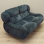 2-seater sofa velvet blue 1970s 9
