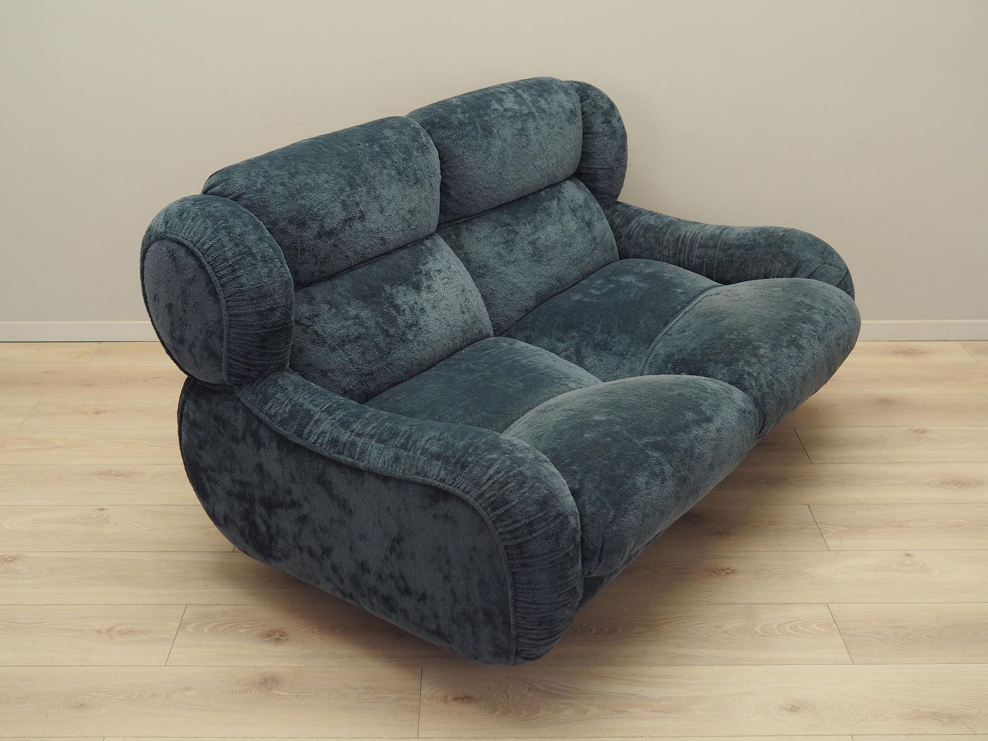 2-seater sofa velvet blue 1970s 9