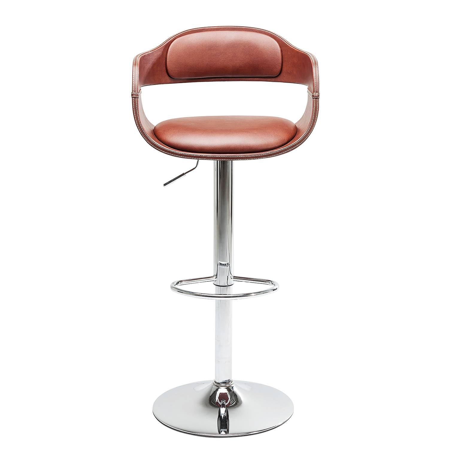 Barstuhl Monaco I Kunstleder Stahl Cognac Chrom 1