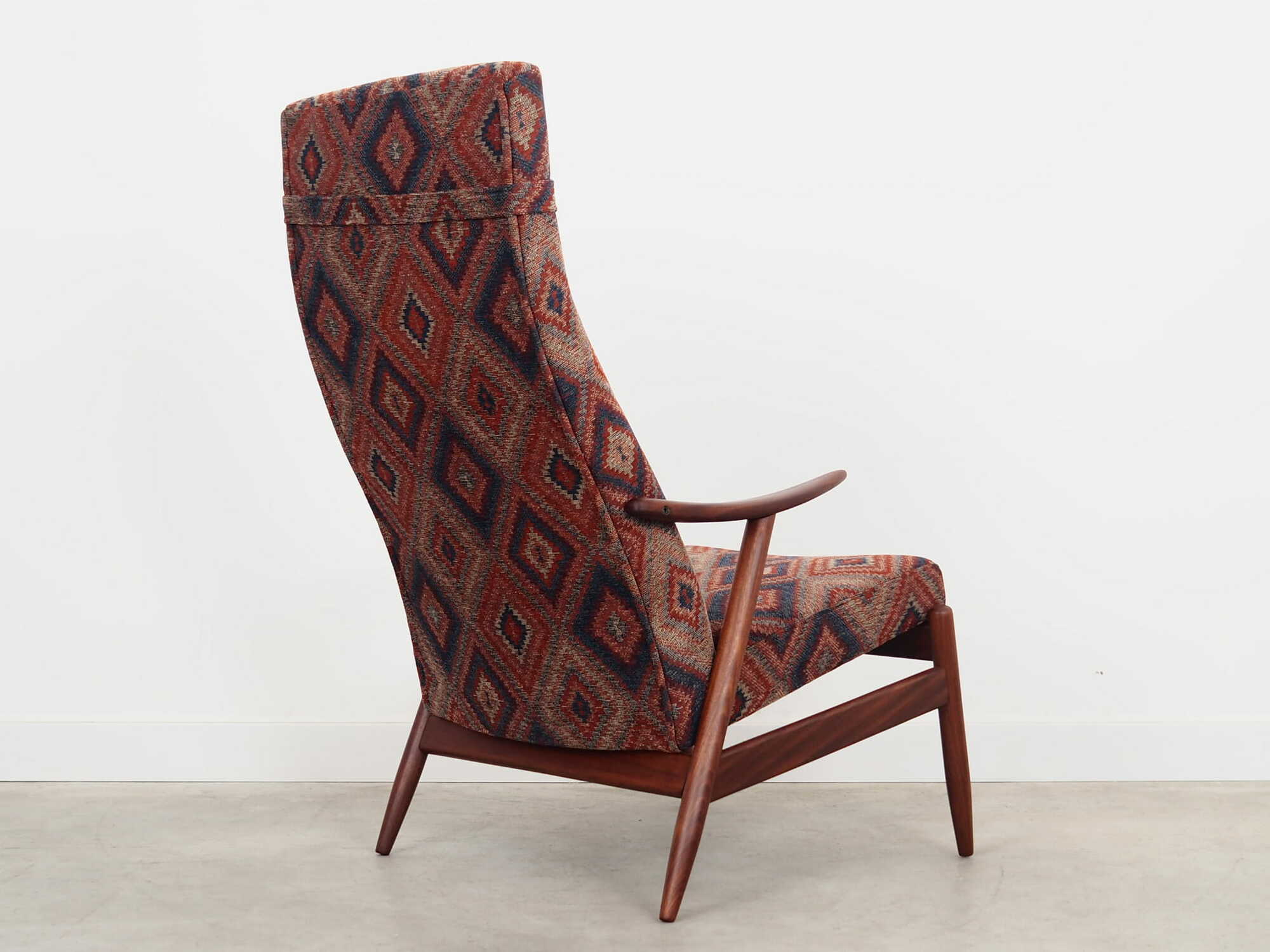 Vintage chair Teak wood Textile Multicolor 1970s  5
