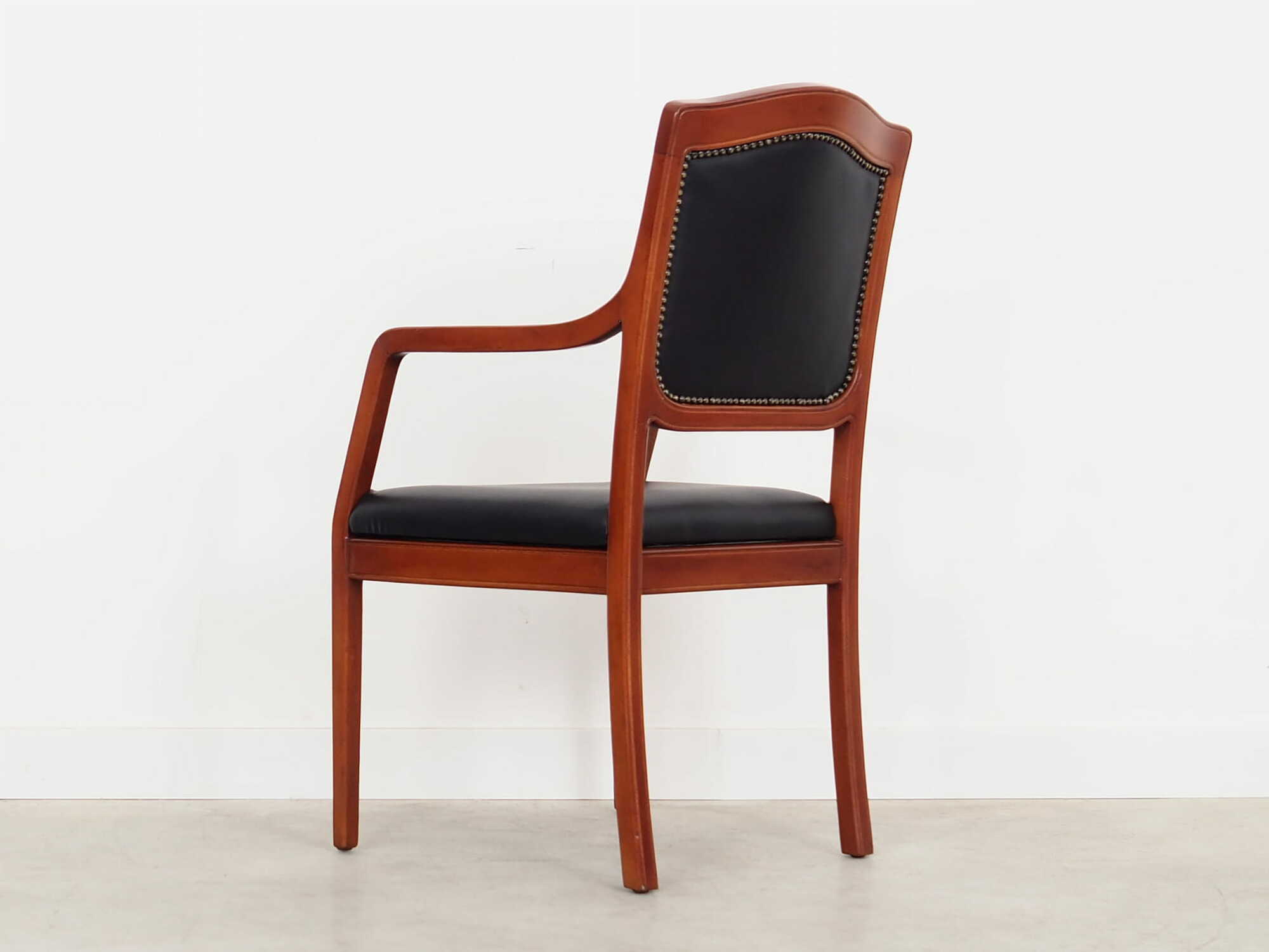 Chair Wood Leather Black 1970s 4