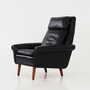 Vintage armchair, natural leather, wood, black, 1970s 2
