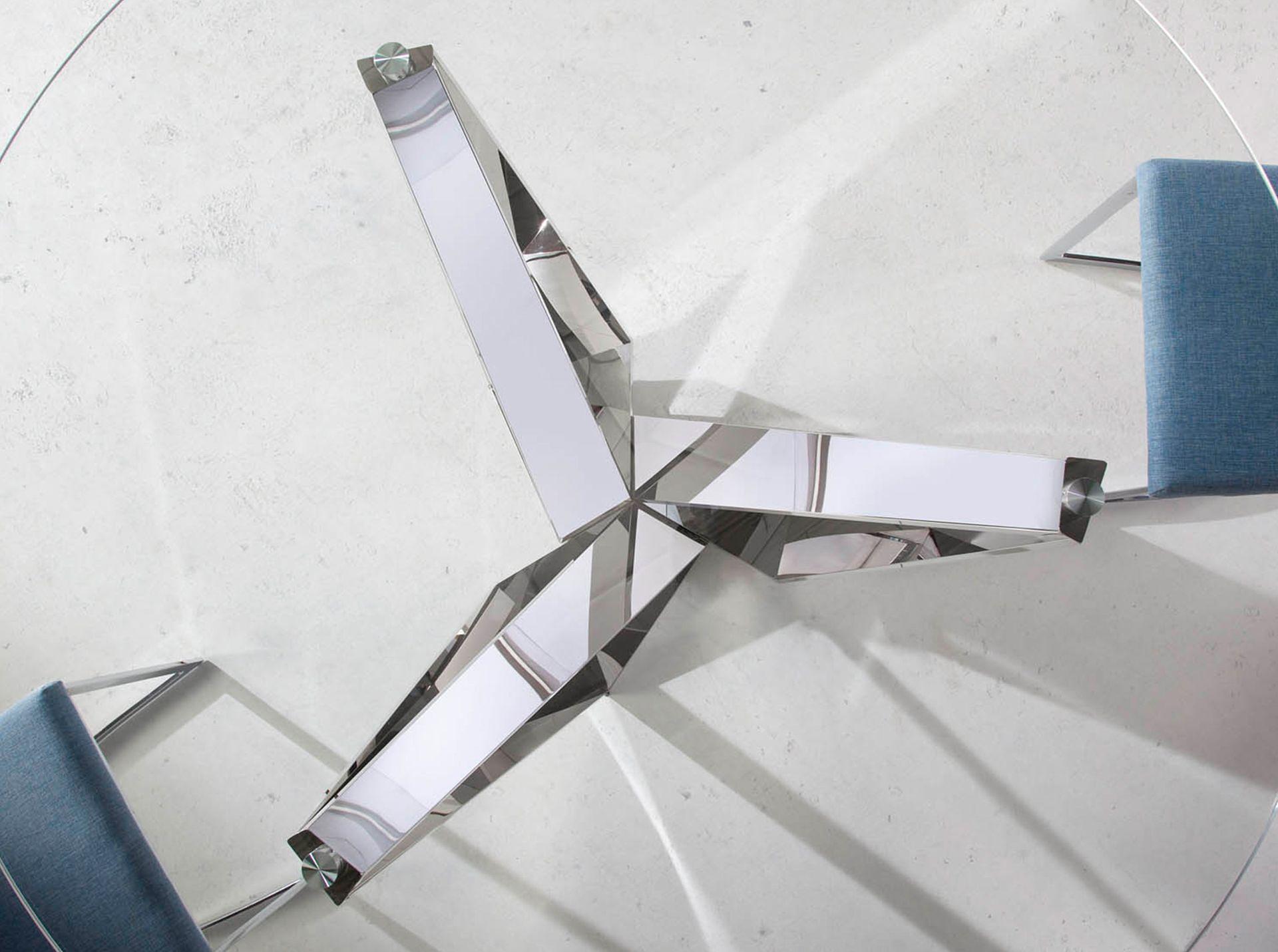 Round dining table Glass Chrome Silver Ø 150cm 7