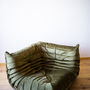 Togo Corner Sofa Velvet Khaki Green 1