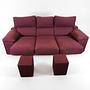 Schlafsofa 3-Sitzer inkl. 2 Hocker Weinrot 2