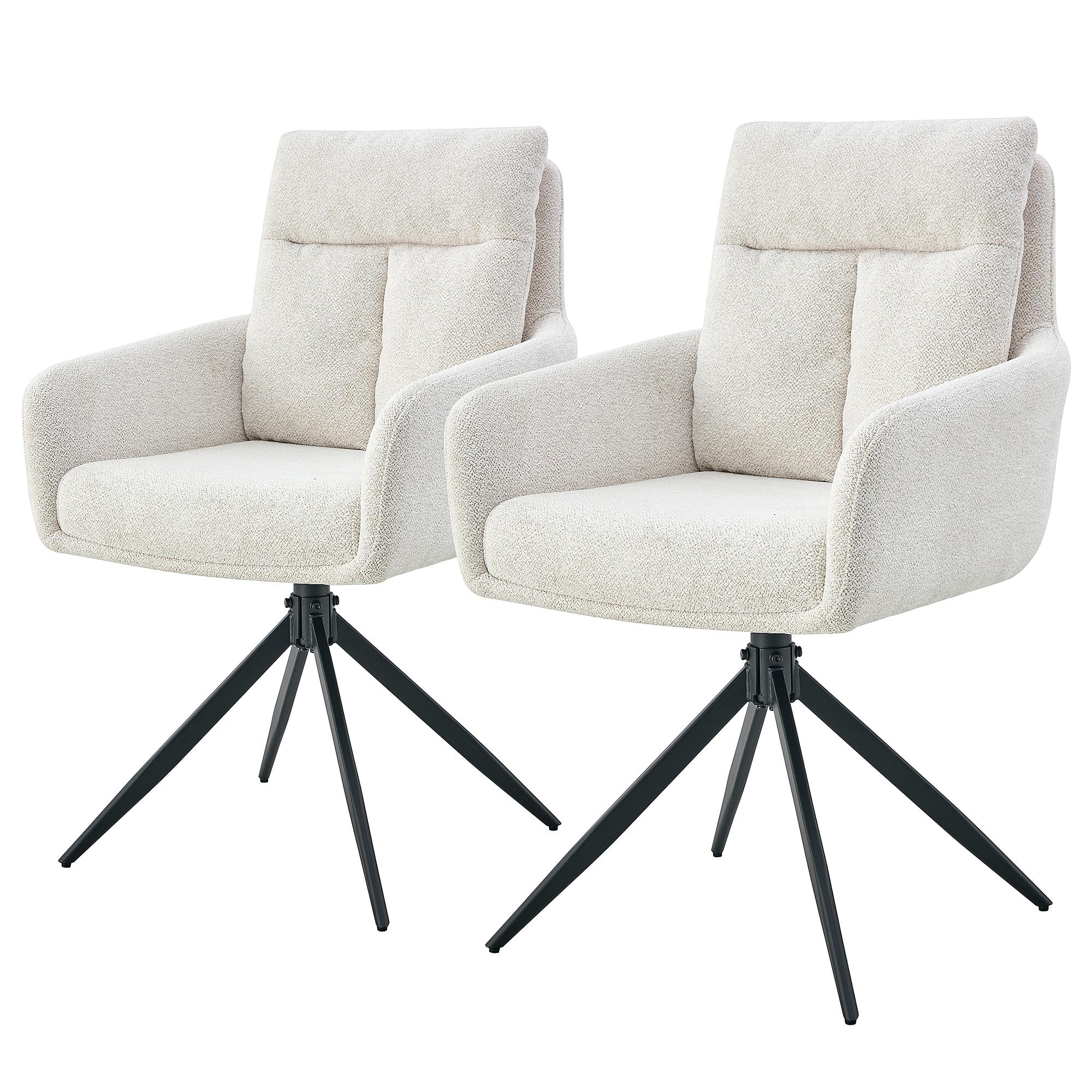 LOBBS Armlehnenstuhl Drehbar 2er-Set Cremeweiß 0