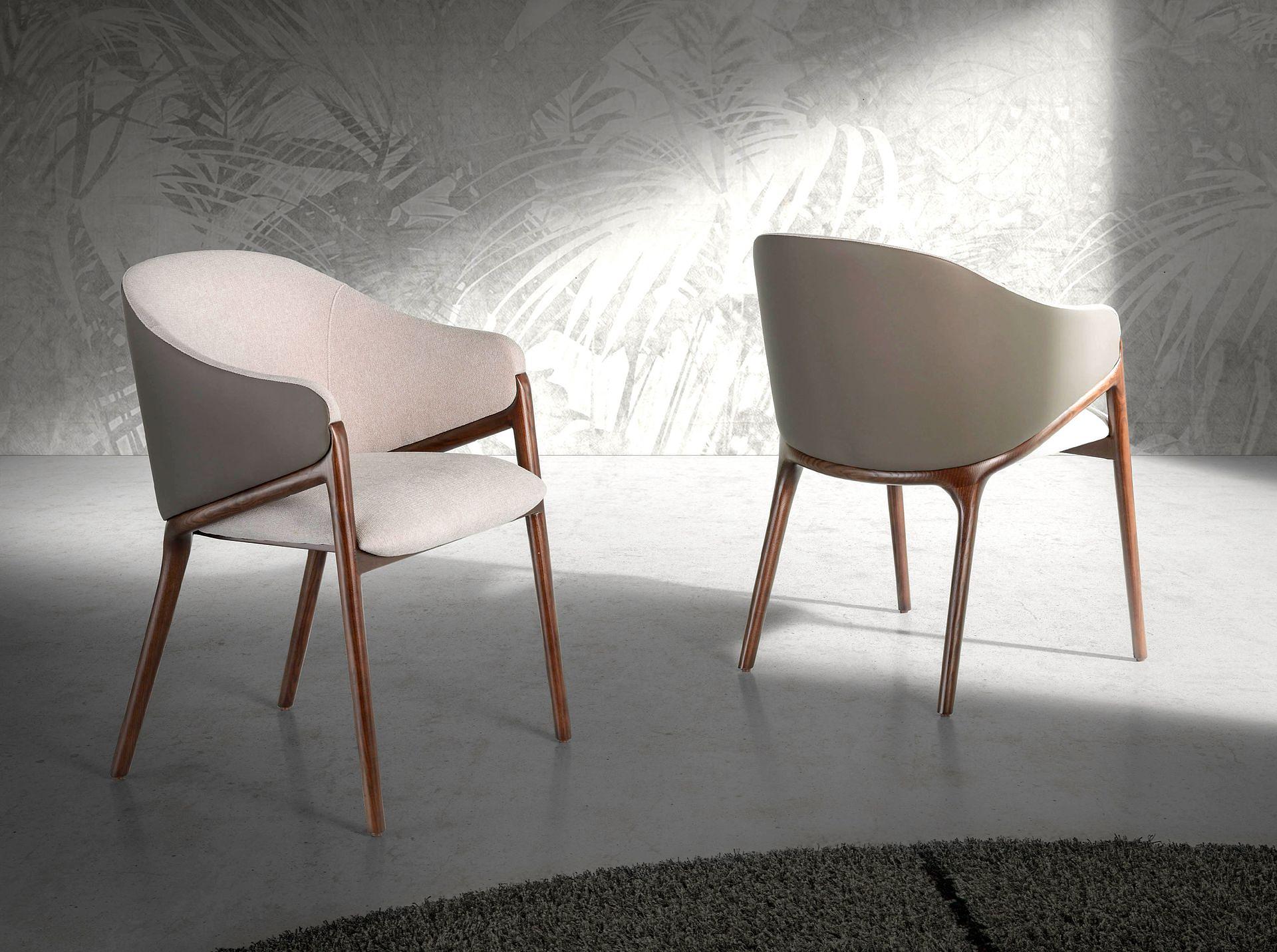 Sedia con braccioli 4090 ecopelle legno beige 0