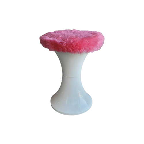 Vintage Hocker Kunststoff Textil Pink 0