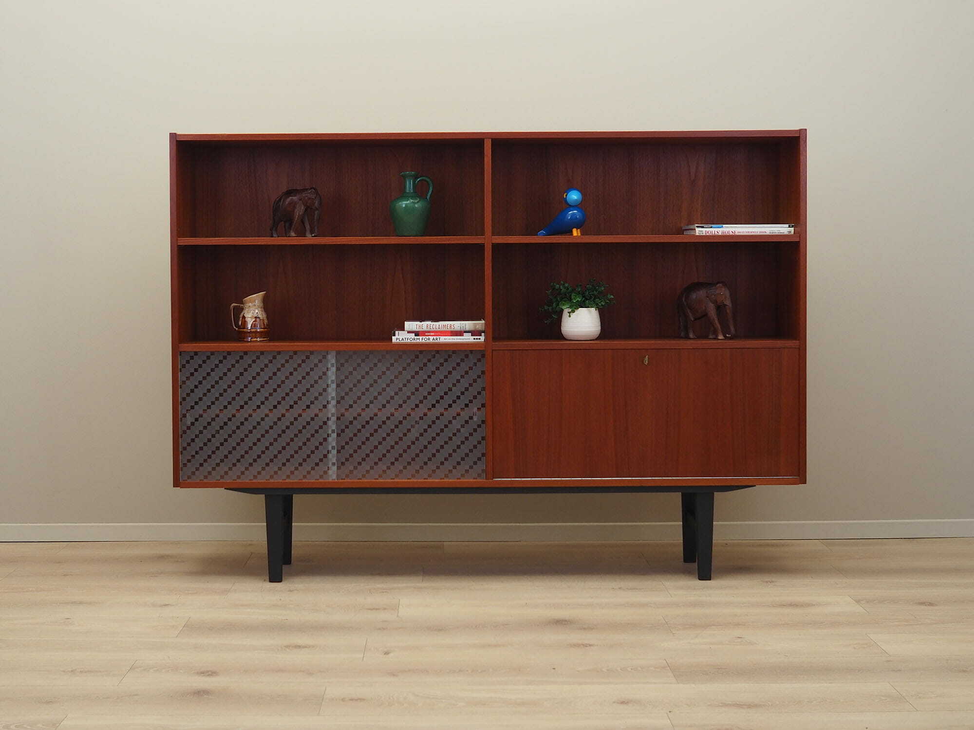 Vintage Bücherregal Teakholz Braun 1970er Jahre 1