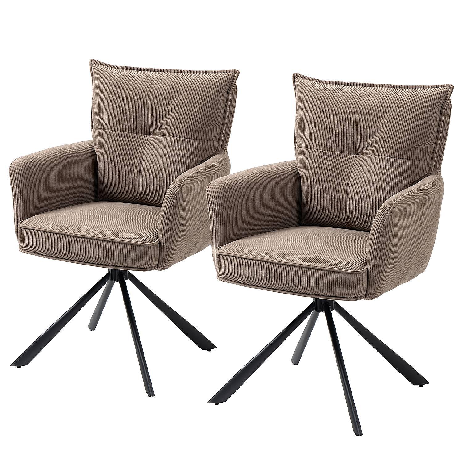 DIDRIP Drehbarer Armlehnenstuhl 2er-Set Cord Braun 0