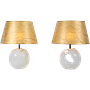 2x Vintage Tischlampe Keramik Weiß Gold  4