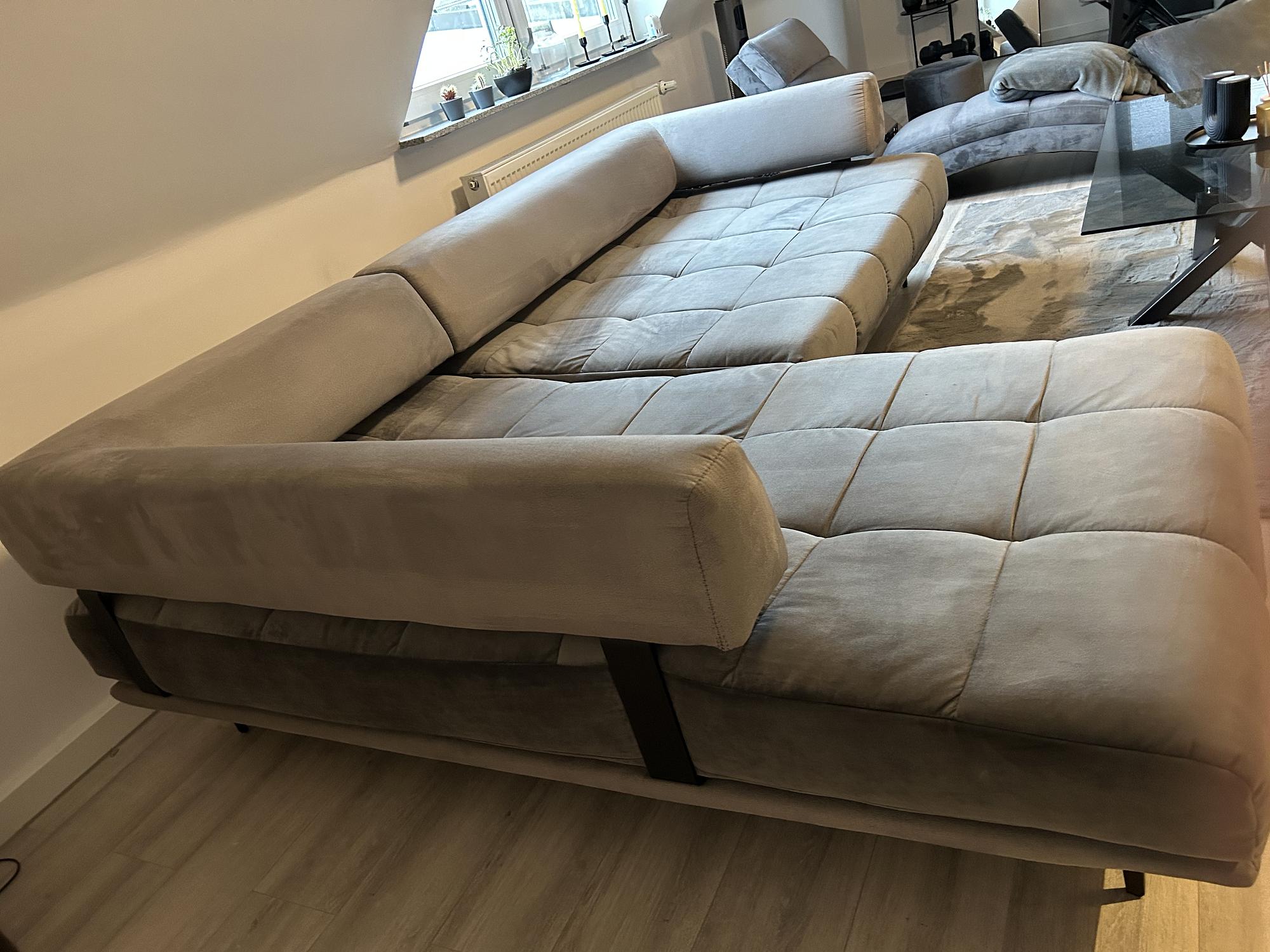 Sofa Récamiere Links Samt Grau 2