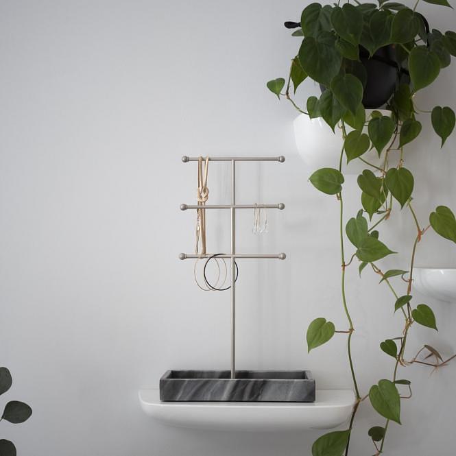 Marble tray rectangular dark grey 3