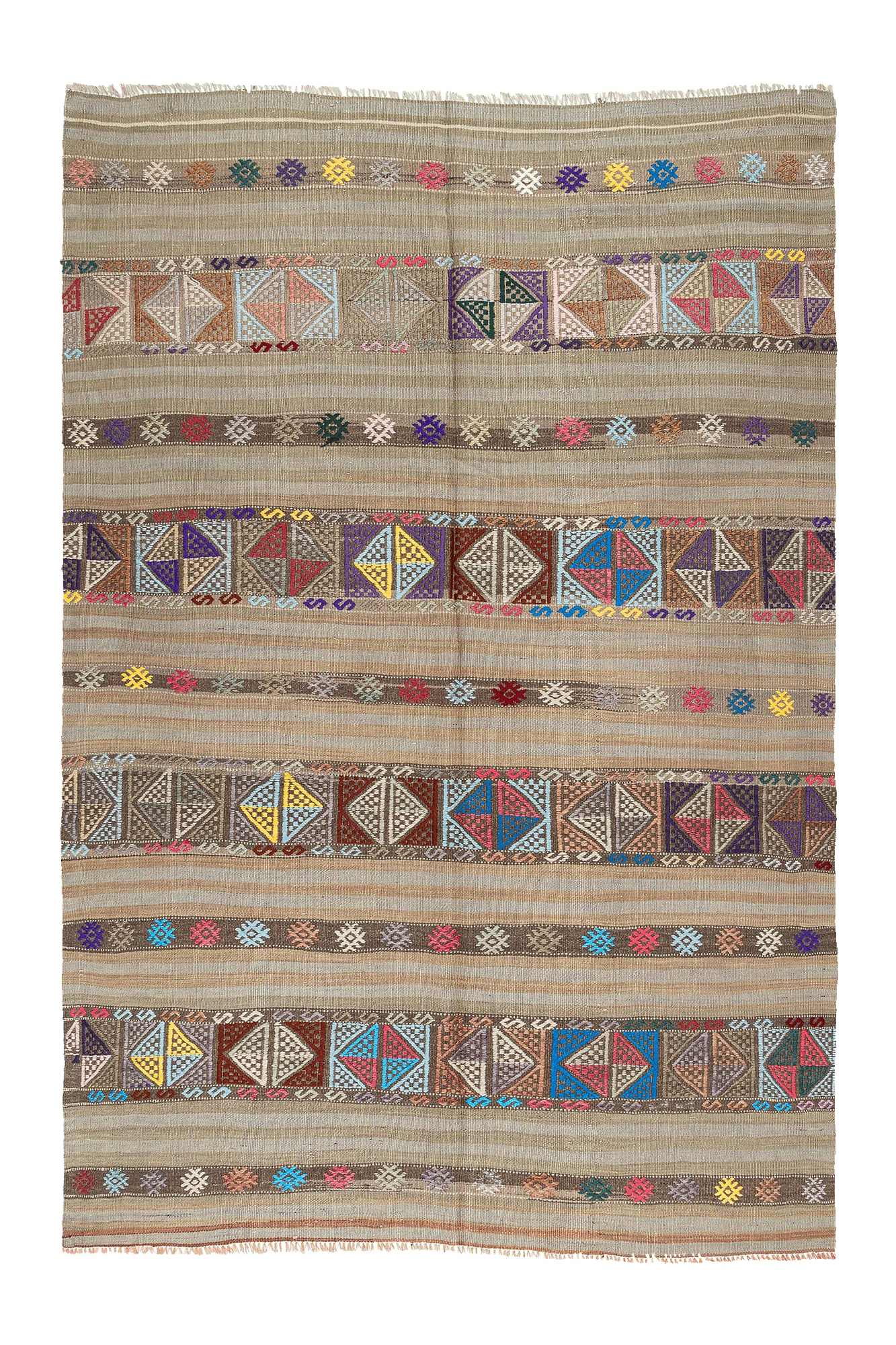 Vintage Kilim Teppich Wolle Mehrfarbig 0