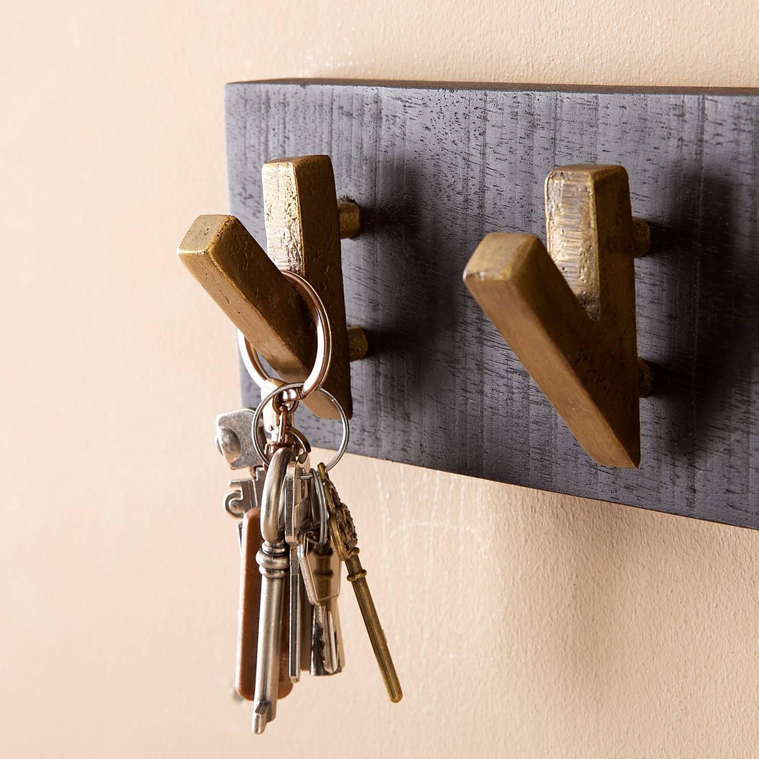 Massive Garderobenleiste Tahbar Mango Schwarz Gold 4