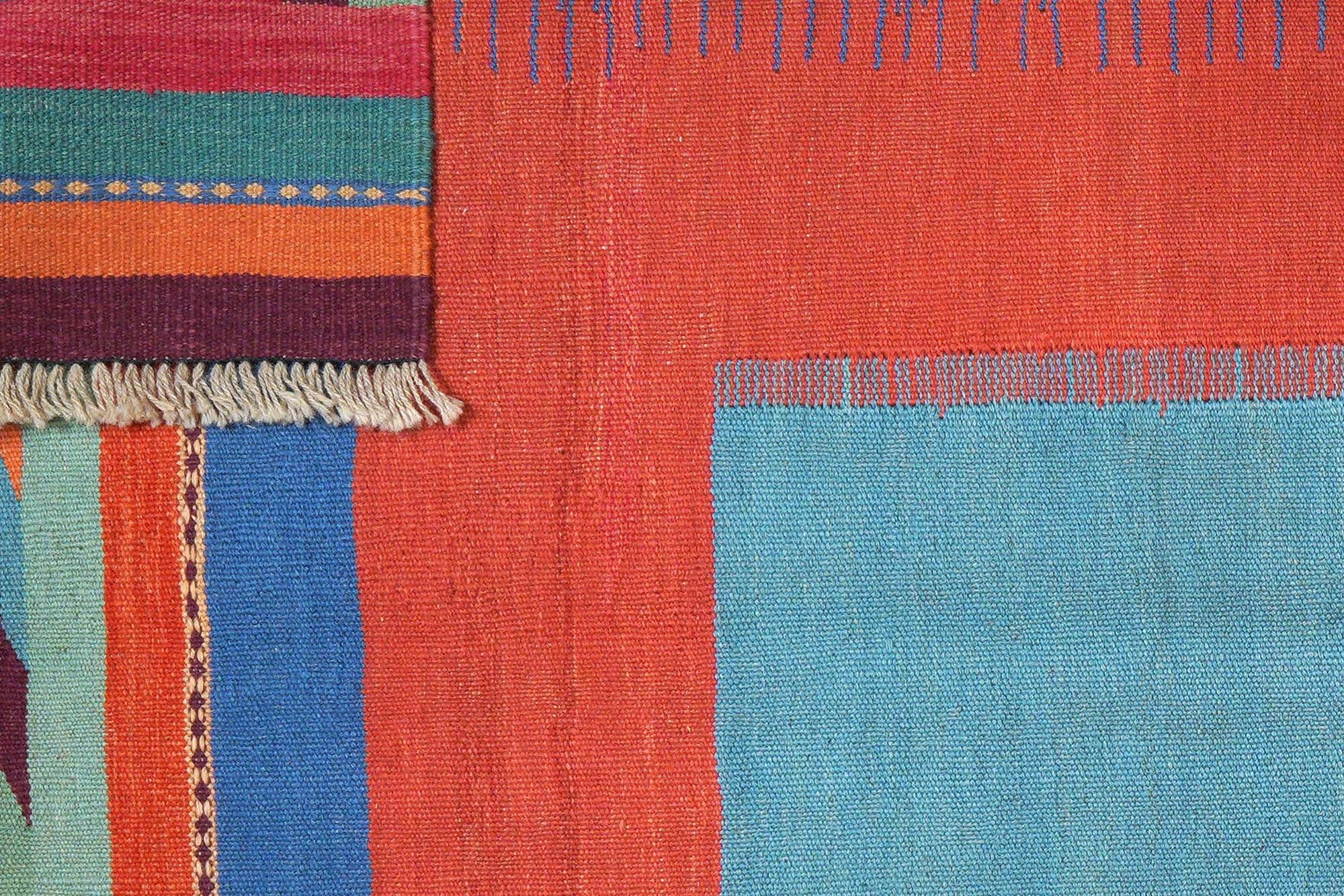 Kilim Gashgai Teppich Blau Orange 4