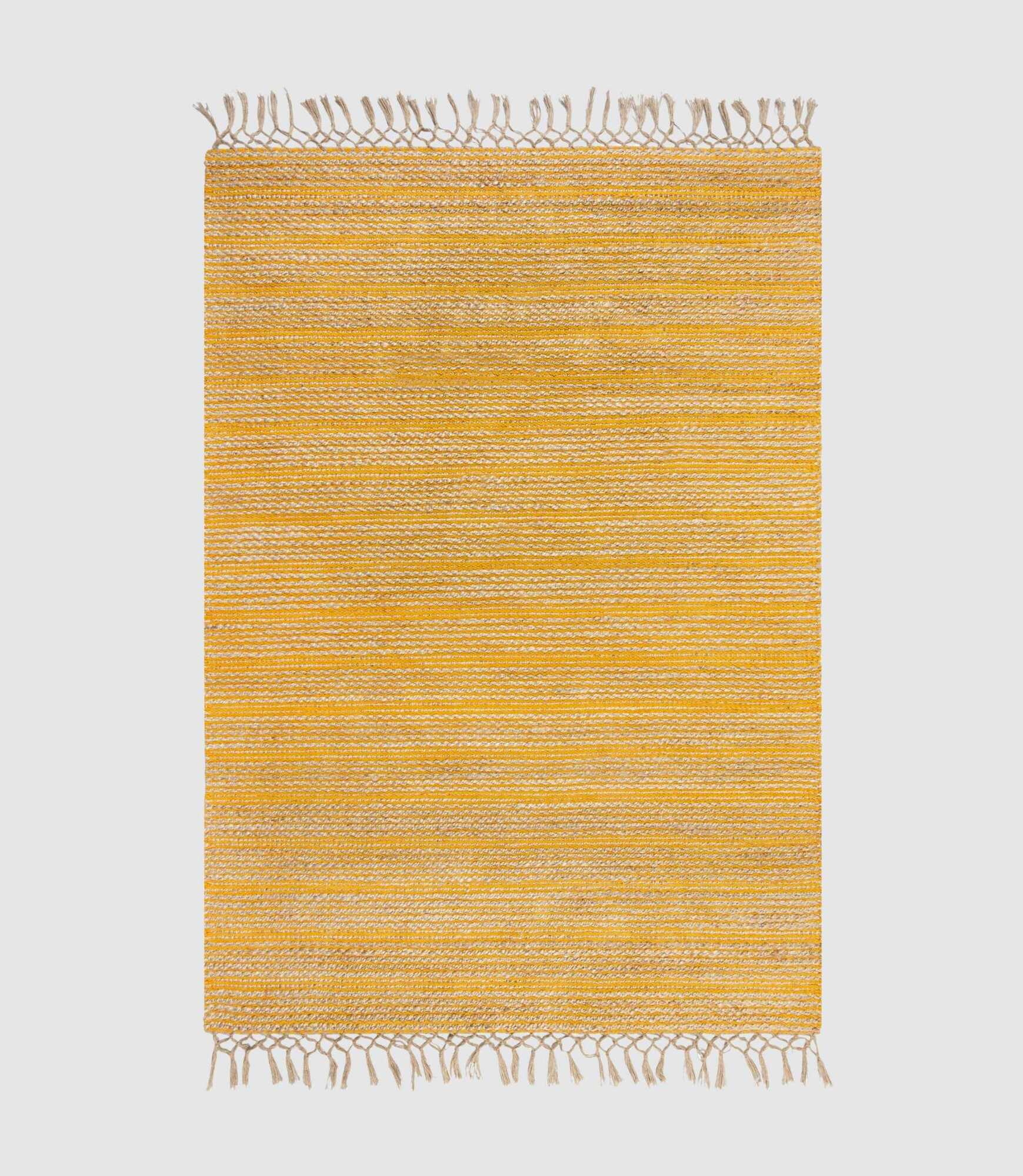Jute-Chenille-Teppich Equinox Handgewebt Ockergelb 160x230 1
