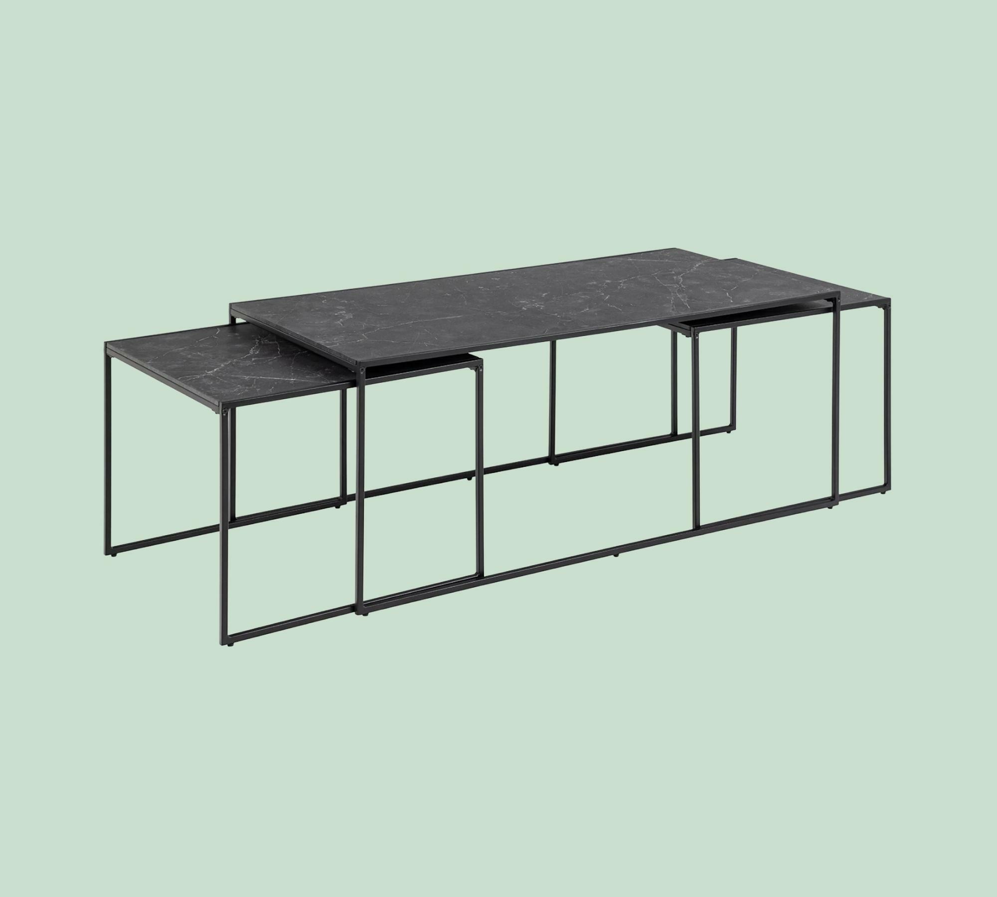 Couchtischset Marmoroptik Schwarz  2