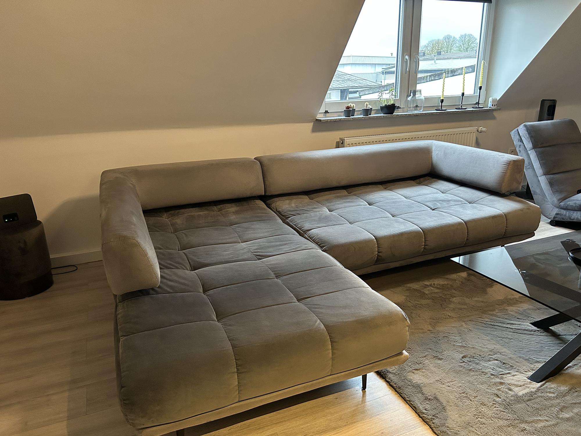 Sofa Récamiere Links Samt Grau 3