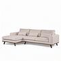 Corner Sofa Japandi 3-Seater Left Fabric Beige 6