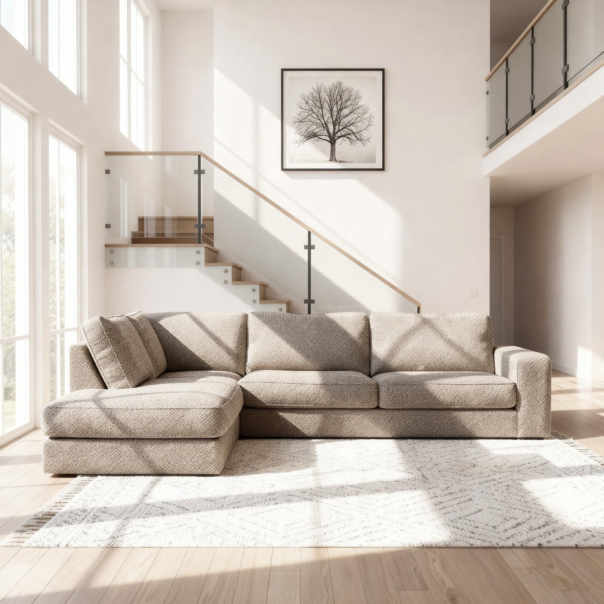 Corner Sofa Easton Left 3-Seater Fabric Beige 2