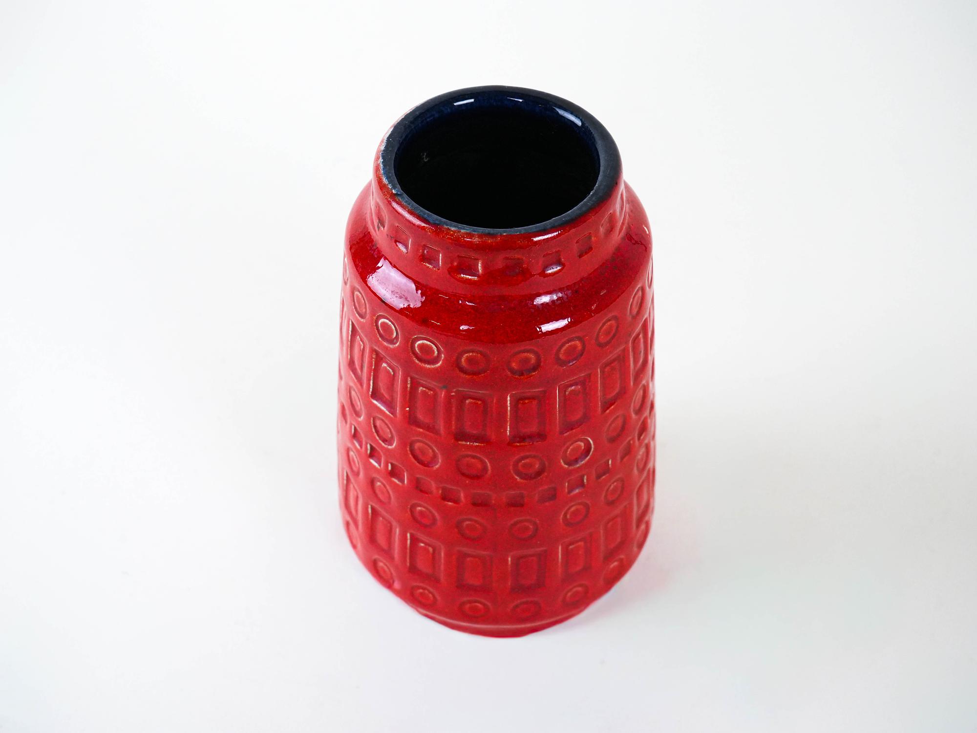 Keramikvase 1960er Jahre Rot 4