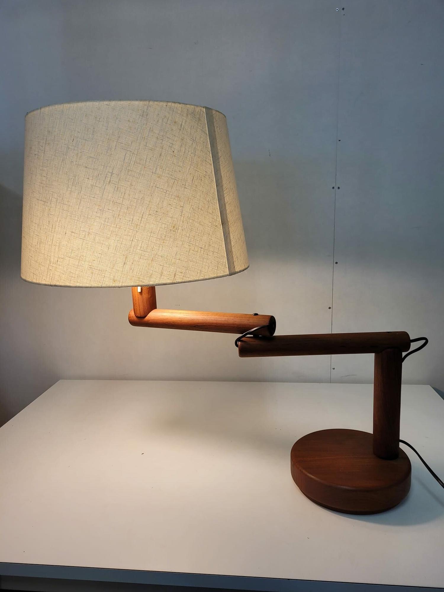 Vintage Tischlampe Teakholz Natur 60er Jahre  1