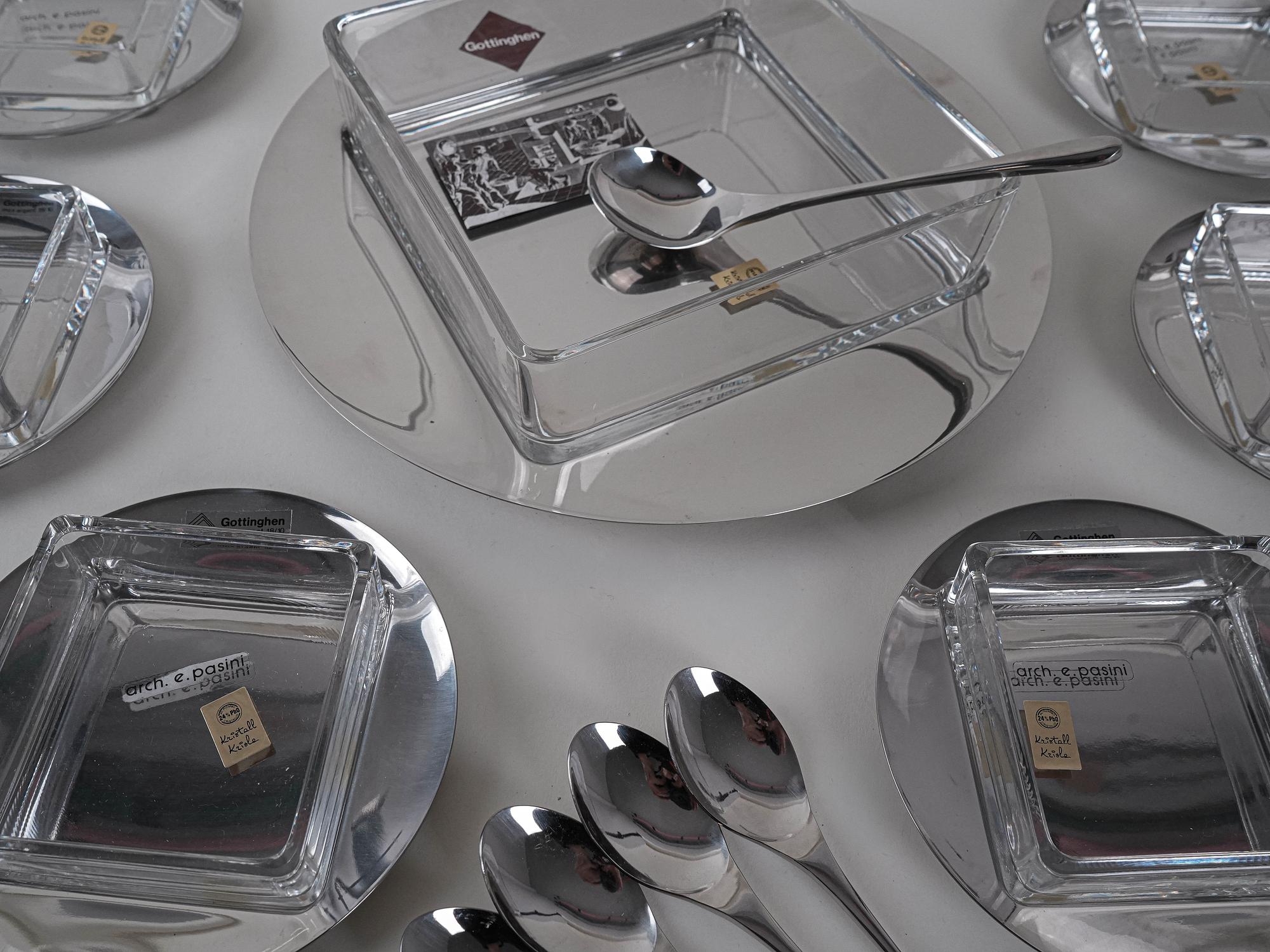 Dessert-Set Edelstahl Silber 1970er Jahre 5