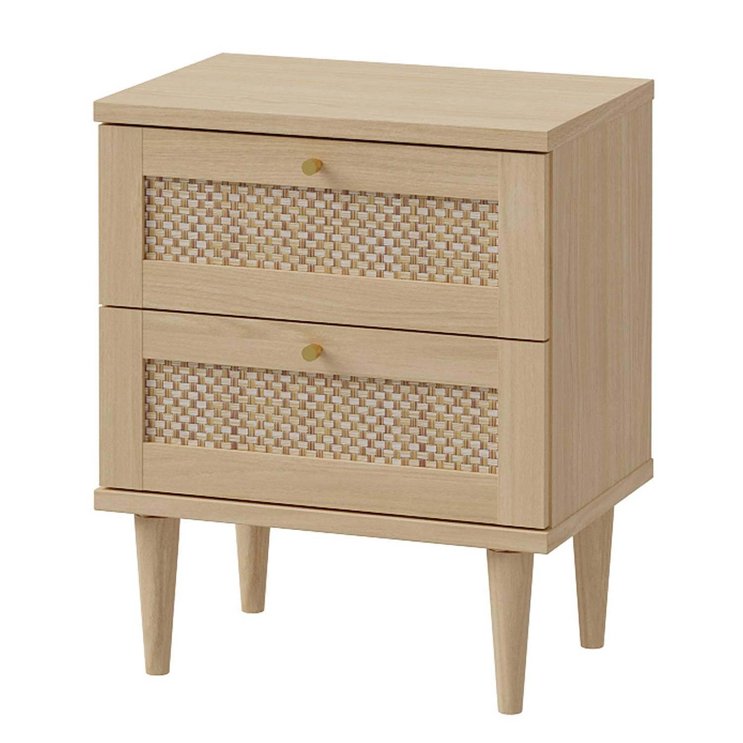 Nightstand Pekino with 2 drawers Natural 1