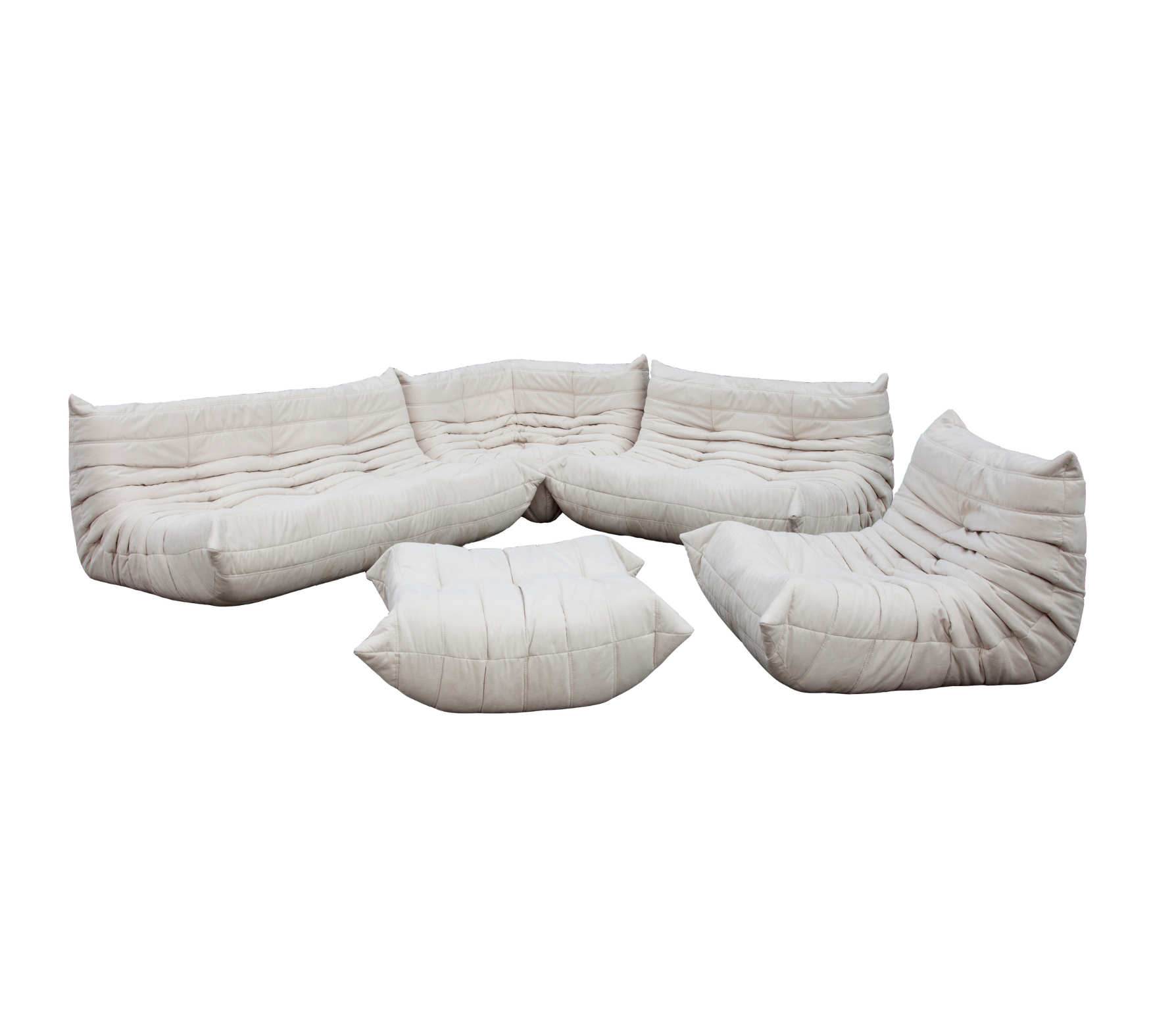 Togo Set Lounge 5 pezzi Tessuto Bianco sporco 0