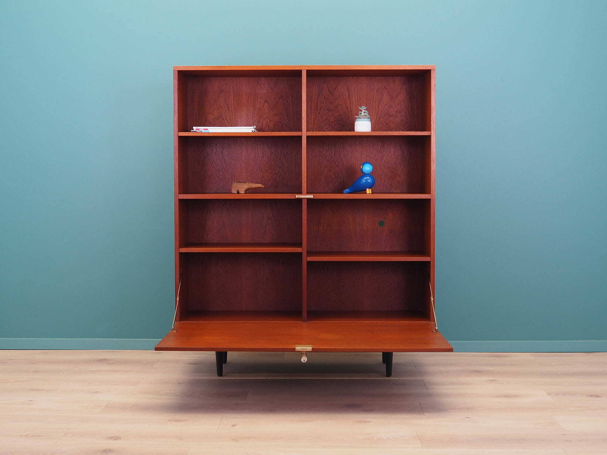 Vintage Bookshelf Teak Wood Brown 1970s 2
